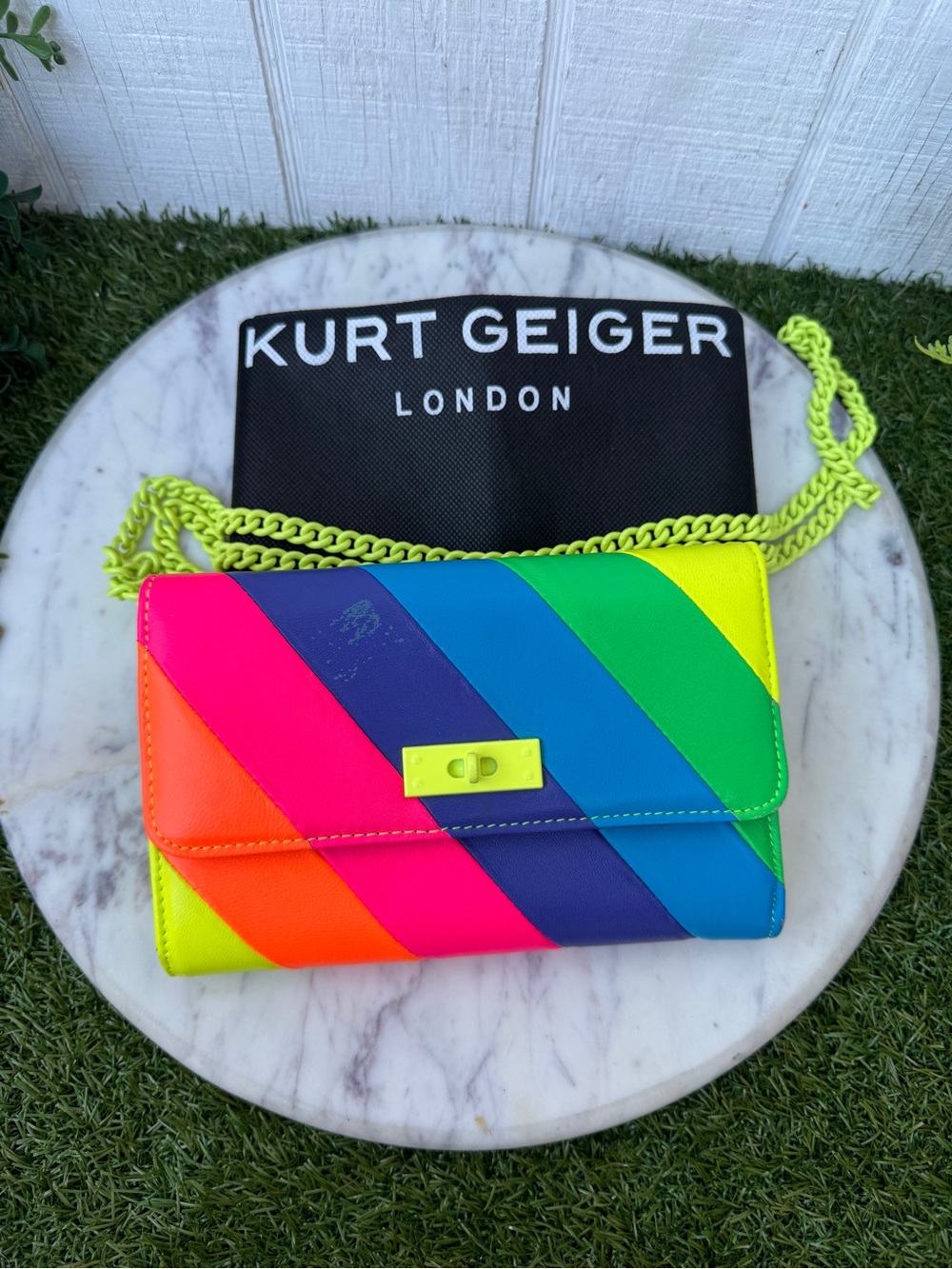 KURT GEIGER London Brixton Chain Wallet crossbody bag rainbow New w tags/defect